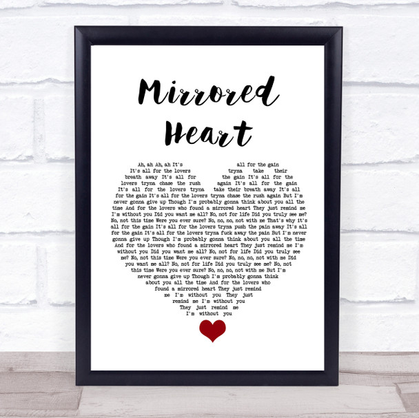 FKA Twigs Mirrored Heart White Heart Song Lyric Quote Music Print