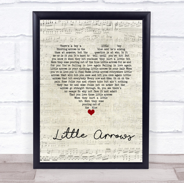 Leapy Lee Little Arrows Script Heart Song Lyric Quote Music Print