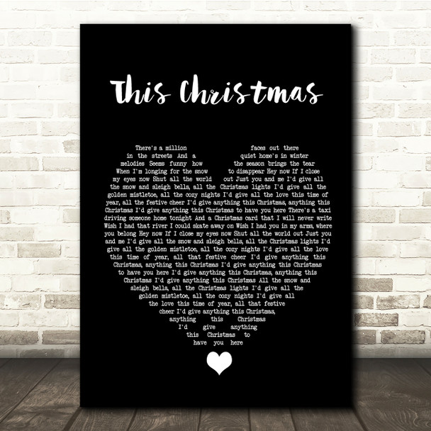 Oh Wonder This Christmas Black Heart Song Lyric Quote Music Print