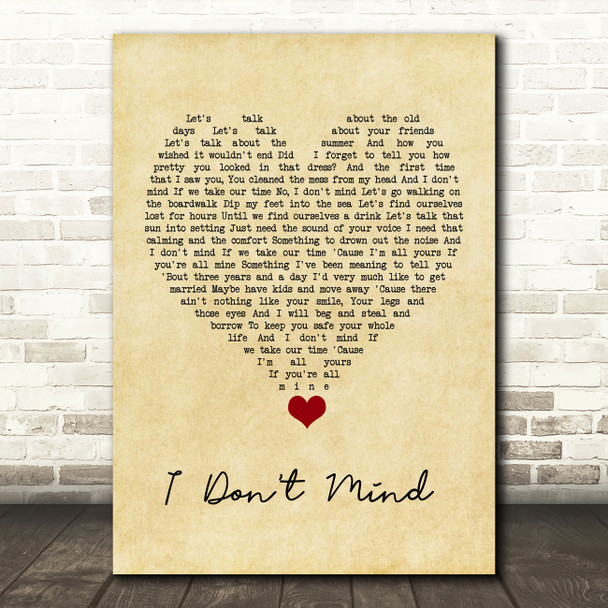 Defeater I Don't Mind Vintage Heart Song Lyric Quote Music Print