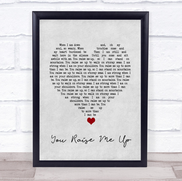 Westlife You Raise Me Up Grey Heart Song Lyric Quote Music Print