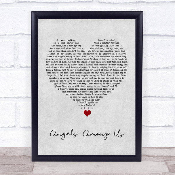 Alabama Angels Among Us Grey Heart Song Lyric Quote Music Print