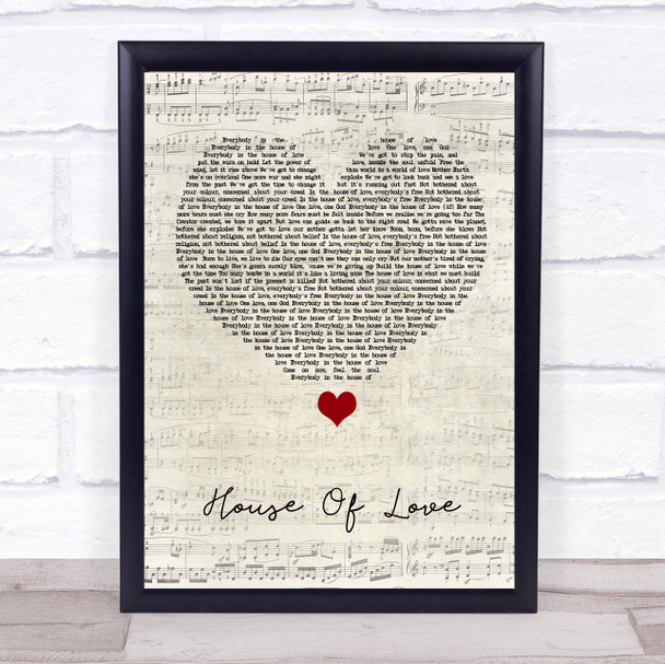 East 17 House Of Love Script Heart Song Lyric Quote Music Print