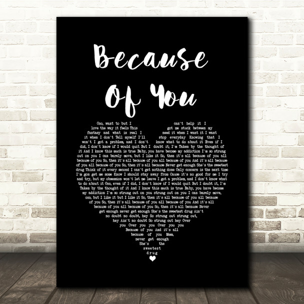 Ne-Yo Because Of You Black Heart Song Lyric Quote Music Print