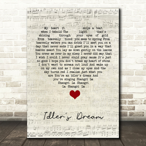 Oasis Idler's Dream Script Heart Song Lyric Quote Music Print