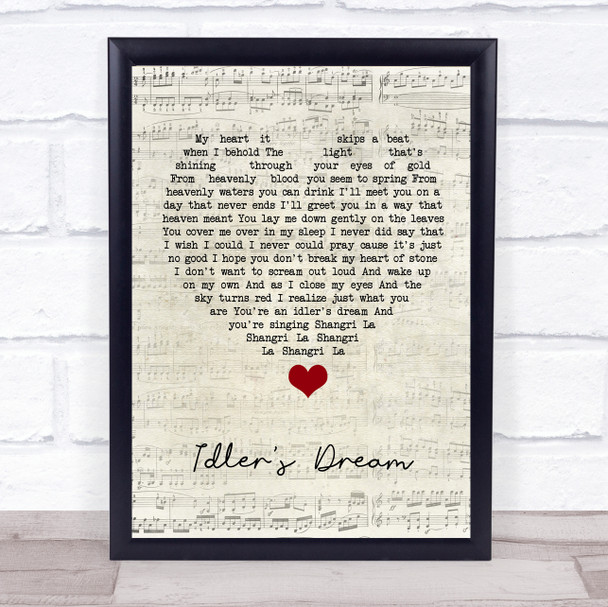 Oasis Idler's Dream Script Heart Song Lyric Quote Music Print