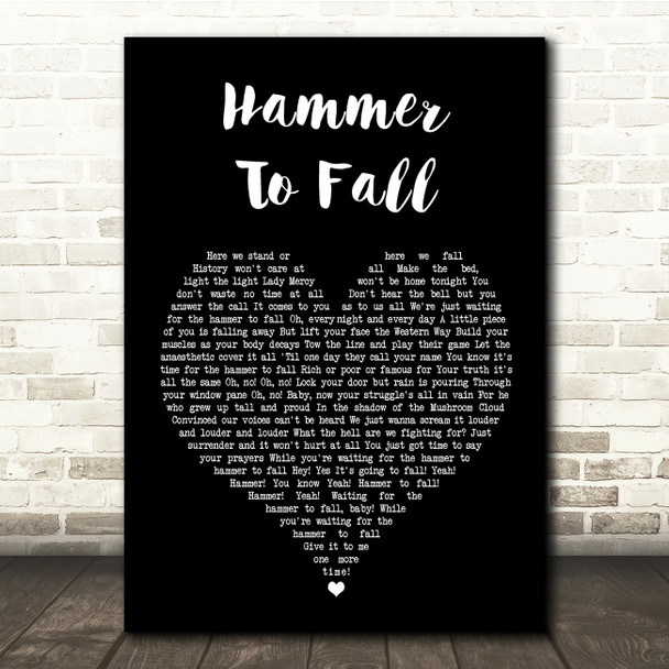 Queen Hammer To Fall Black Heart Song Lyric Quote Music Print