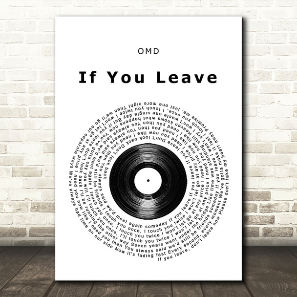 Orchestral Manoeuvres In The Dark OMD If You Leave Vinyl Record Song Lyric Quote Music Print