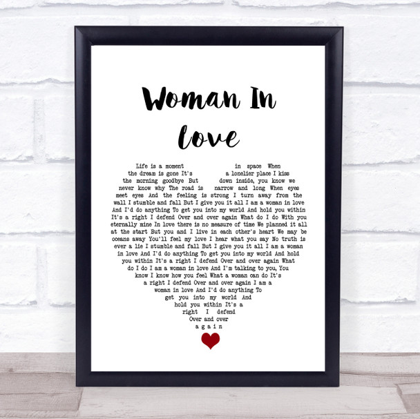 Barbra Streisand Woman In Love White Heart Song Lyric Quote Music Print