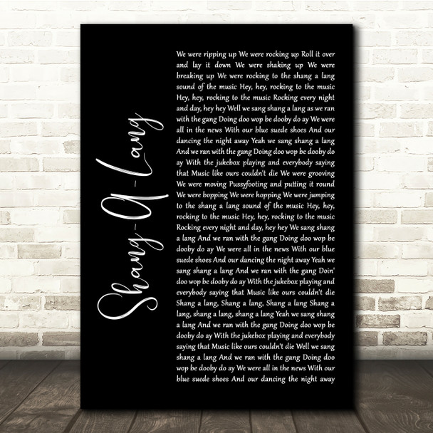 Bay City Rollers Shang-A-Lang Black Script Song Lyric Quote Music Print