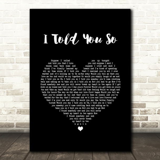 Carrie Underwood I Told You So Black Heart Song Lyric Quote Music Print