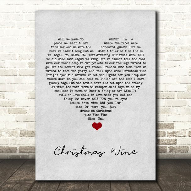 Declan ORourke Christmas wine Grey Heart Song Lyric Quote Music Print
