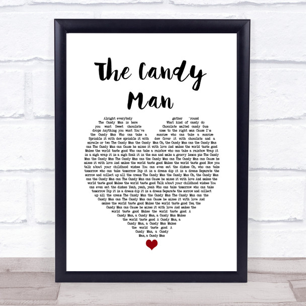 Sammy Davis Jr. The Candy Man White Heart Song Lyric Quote Music Print