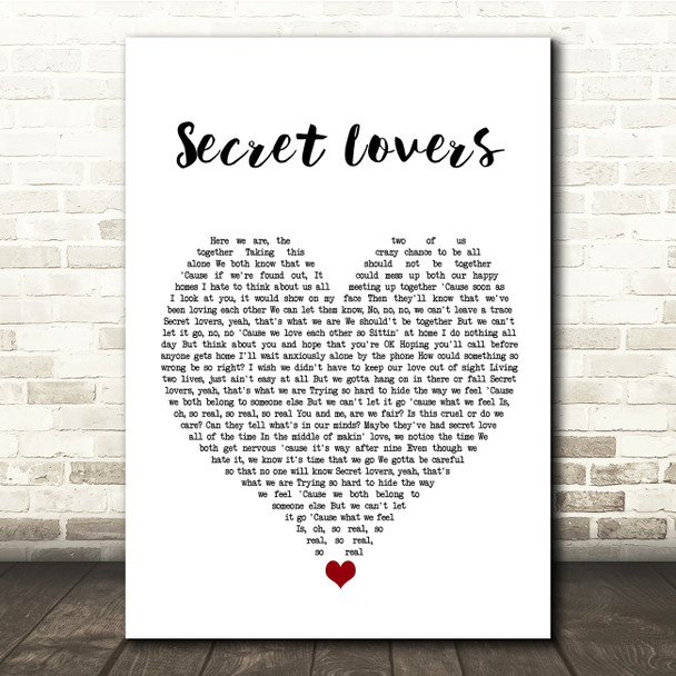 Atlantic Starr Secret Lovers White Heart Song Lyric Quote Music Print