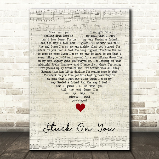 Lionel Richie Stuck On You Script Heart Song Lyric Quote Music Print