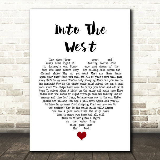 Annie Lennox Into The West White Heart Song Lyric Quote Music Print