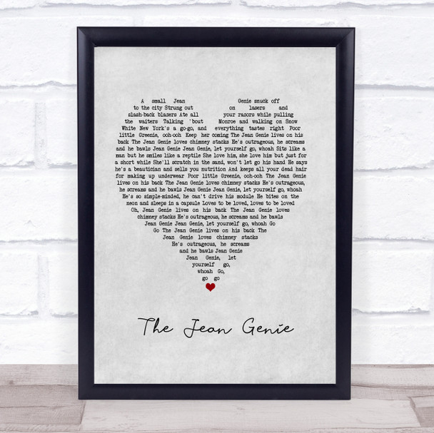 David Bowie The Jean Genie Grey Heart Song Lyric Quote Music Print