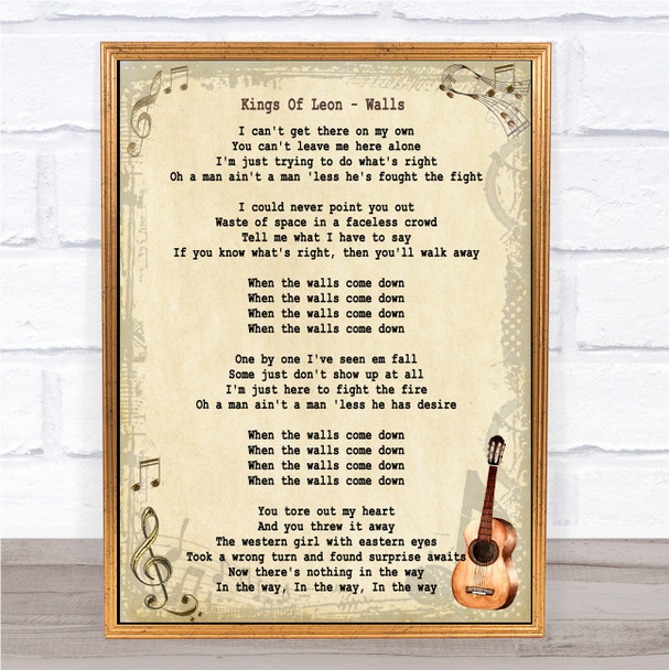 Kings Of Leon Walls Song Lyric Vintage Quote Print