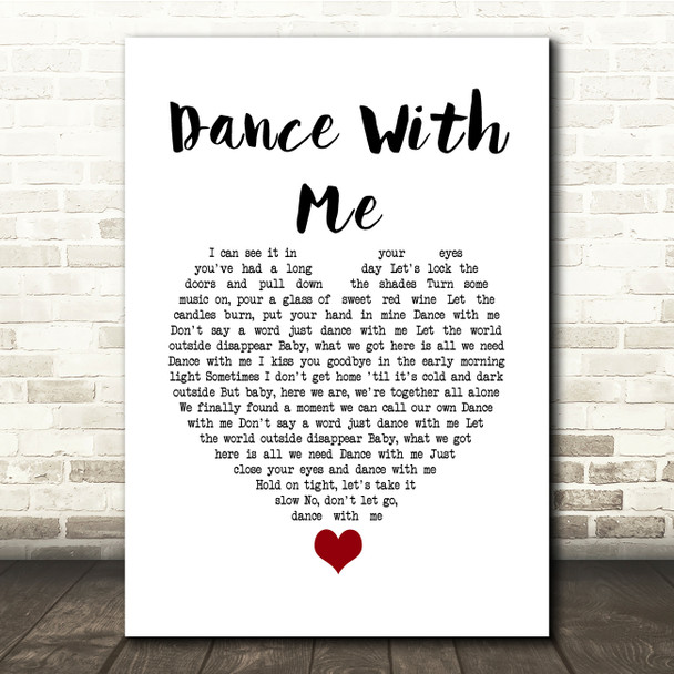 Johnny Reid Dance With Me White Heart Song Lyric Quote Music Print