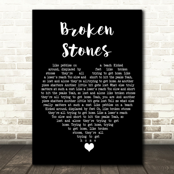 Paul Weller Broken Stones Black Heart Song Lyric Quote Music Print