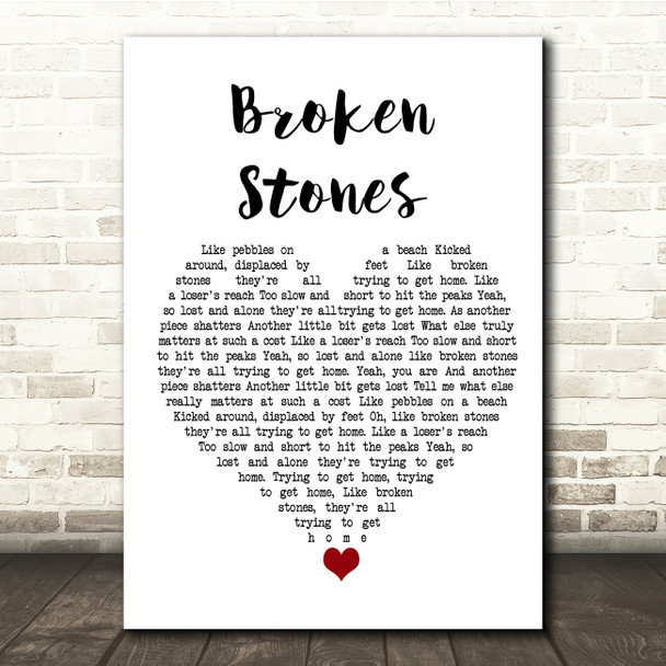 Paul Weller Broken Stones White Heart Song Lyric Quote Music Print