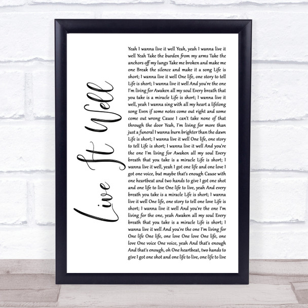 Switchfoot Live It Well White Script Song Lyric Quote Music Print