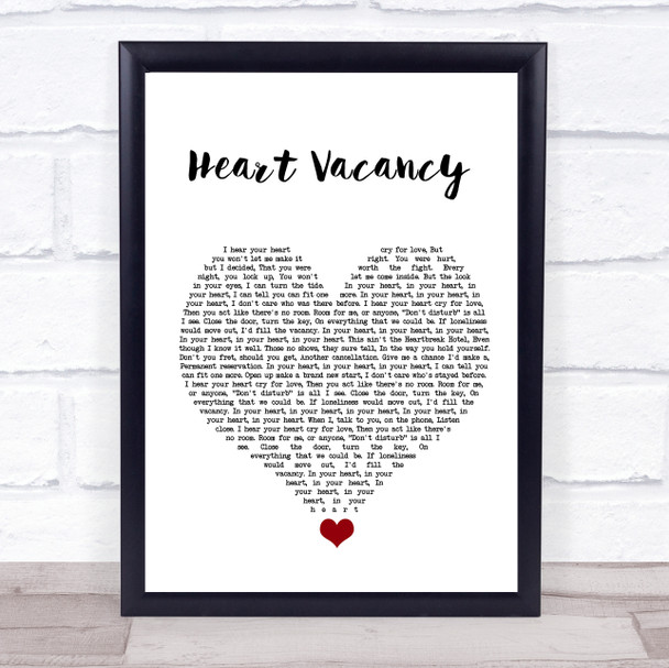 The Wanted Heart Vacancy White Heart Song Lyric Quote Music Print