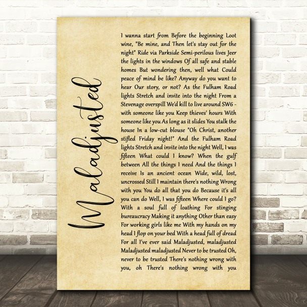 Morrissey Maladjusted Rustic Script Song Lyric Quote Music Print
