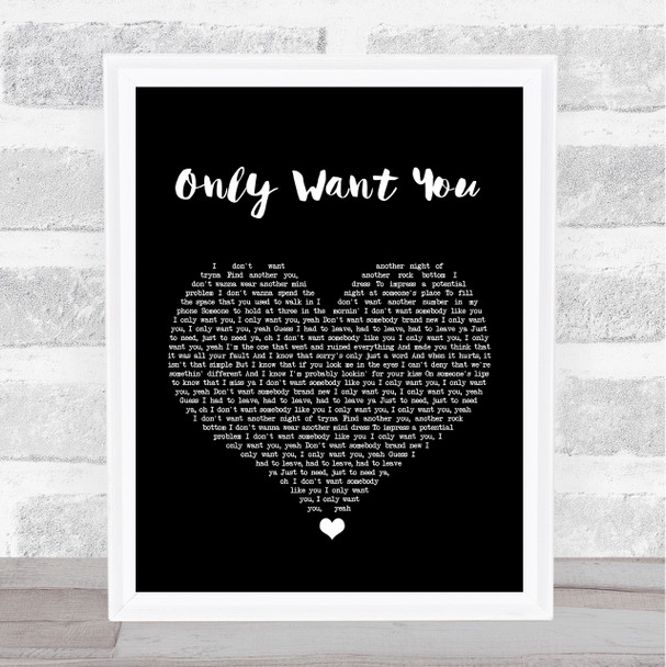 Rita Ora Only Want You Black Heart Song Lyric Quote Music Print