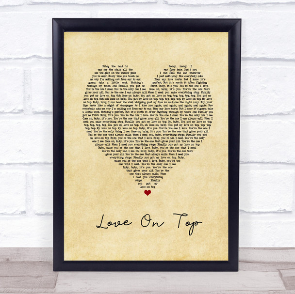 Beyonce Love On Top Vintage Heart Song Lyric Quote Music Print