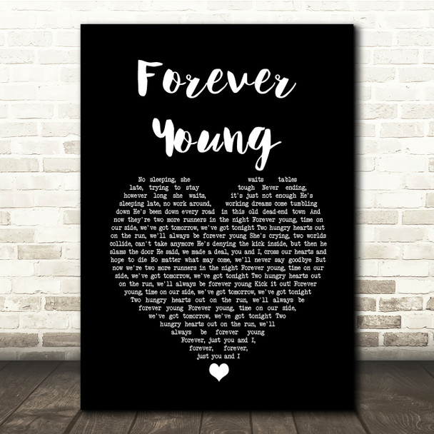 Tyketto Forever Young Black Heart Song Lyric Quote Music Print