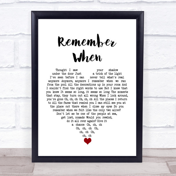 Wallows Remember When White Heart Song Lyric Quote Music Print
