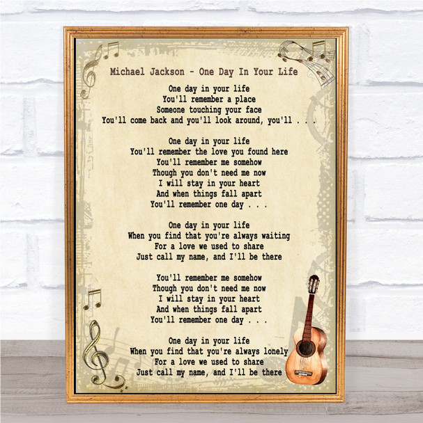 Michael Jackson One Day In Your Life Song Lyric Vintage Quote Print