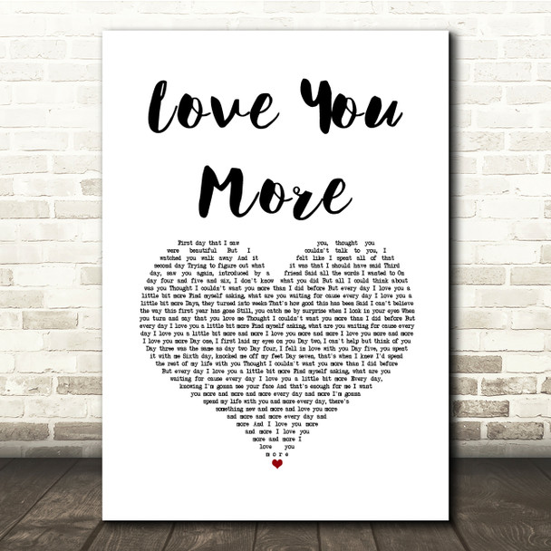 JLS Love You More White Heart Song Lyric Quote Music Print