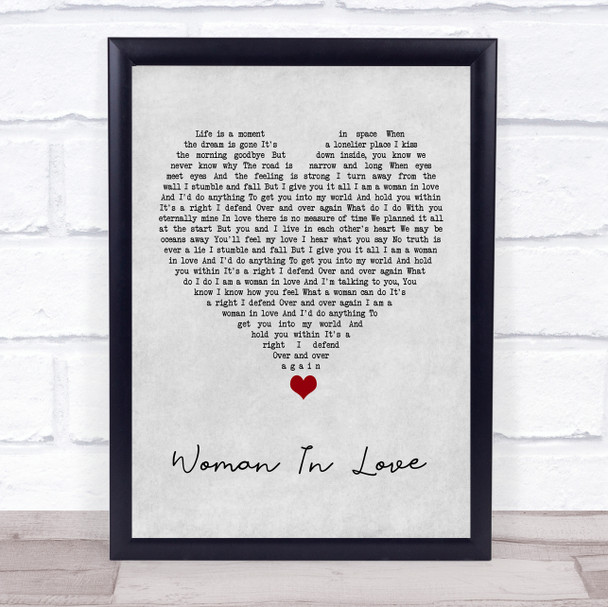 Barbra Streisand Woman In Love Grey Heart Song Lyric Quote Music Print
