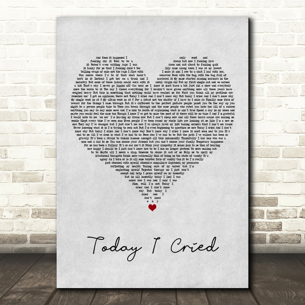 Professor Green Today I Cried Grey Heart Song Lyric Quote Music Print