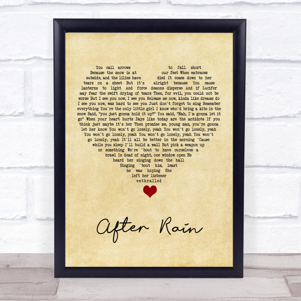 Dermot Kennedy After Rain Vintage Heart Song Lyric Quote Music Print