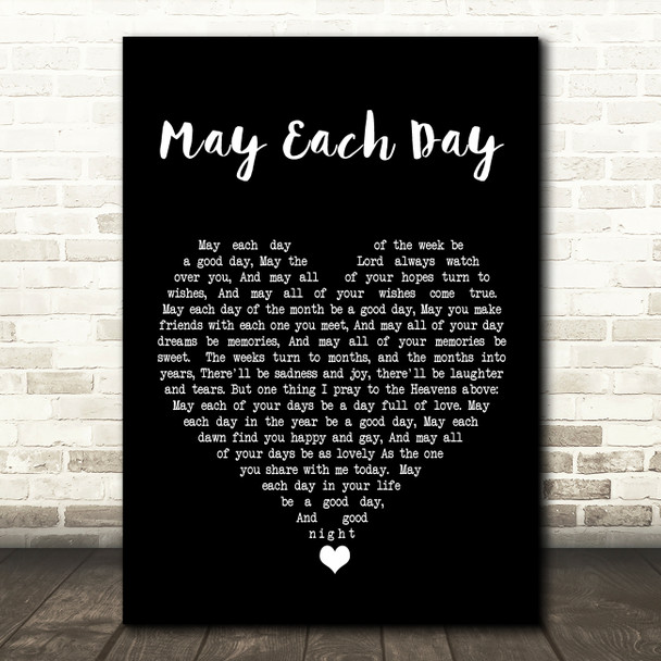 Andy Williams May Each Day Black Heart Song Lyric Quote Music Print