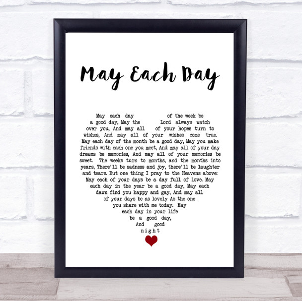 Andy Williams May Each Day White Heart Song Lyric Quote Music Print