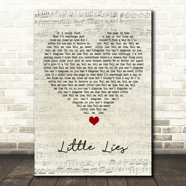 Fleetwood Mac Little Lies Script Heart Song Lyric Quote Music Print