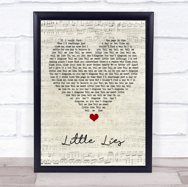 Fleetwood Mac Little Lies Script Heart Song Lyric Quote Music Print