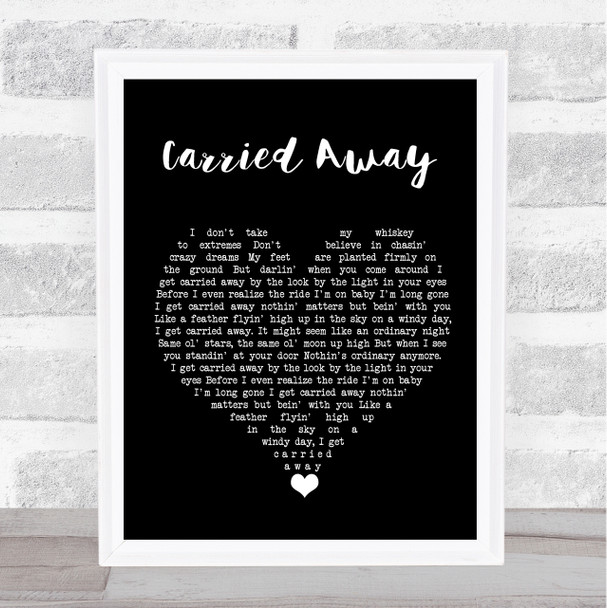 George Strait Carried Away Black Heart Song Lyric Quote Music Print