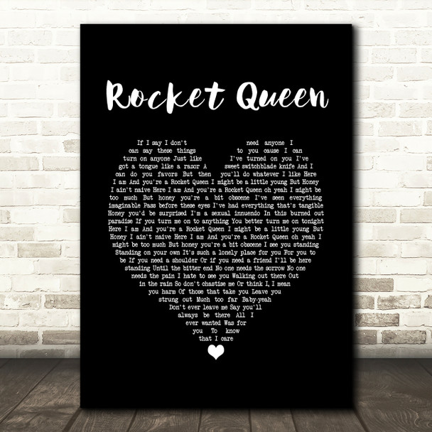 Guns N' Roses Rocket Queen Black Heart Song Lyric Quote Music Print