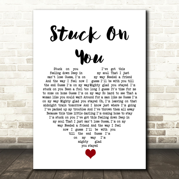 Lionel Richie Stuck On You White Heart Song Lyric Quote Music Print