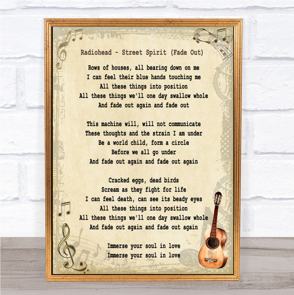 Radiohead Street Spirit (Fade Out) Song Lyric Vintage Quote Print