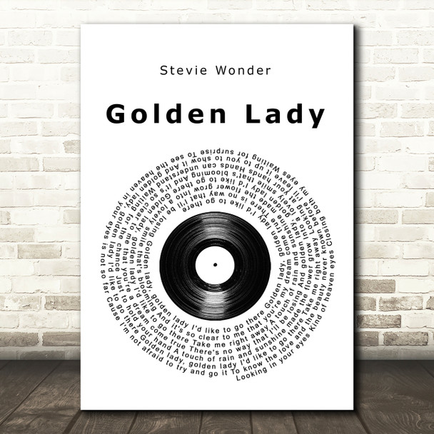 Stevie Wonder Golden Lady Vinyl Record Song Lyric Quote Music Print