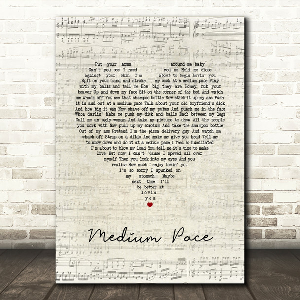 Adam Sandler Medium Pace Script Heart Song Lyric Quote Music Print