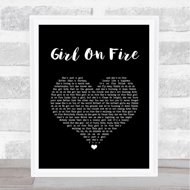 Alicia Keys Girl On Fire Black Heart Song Lyric Quote Music Print