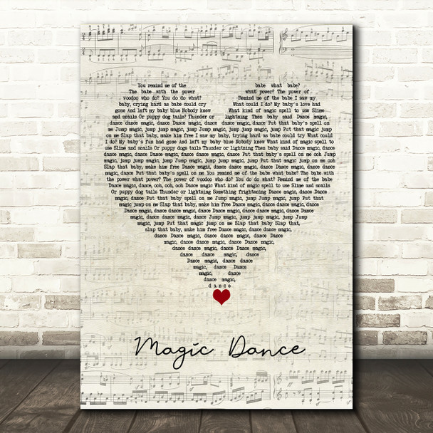 David Bowie Magic Dance Script Heart Song Lyric Quote Music Print