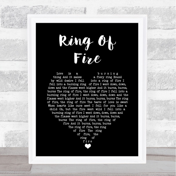 Johnny Cash Ring Of Fire Black Heart Song Lyric Quote Music Print